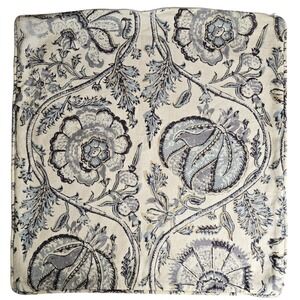 Pottery Barn 20" Floral Linen Blend Pillow Cover Blue Gray Neutral Jacobean